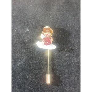 Vintage 1978 Enameled Centennia Pin Golden Trim Angel Praying Red Blue Brooch